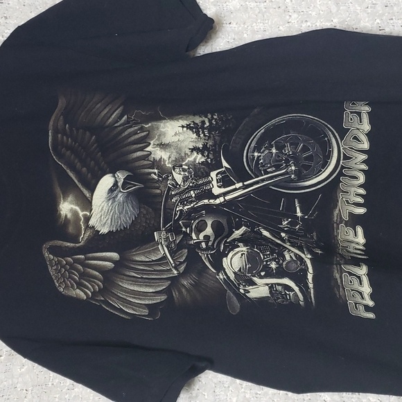 Men's feel the thunder eagle motorcycle black vintage short sleeve tee xl - Picture 6 of 9